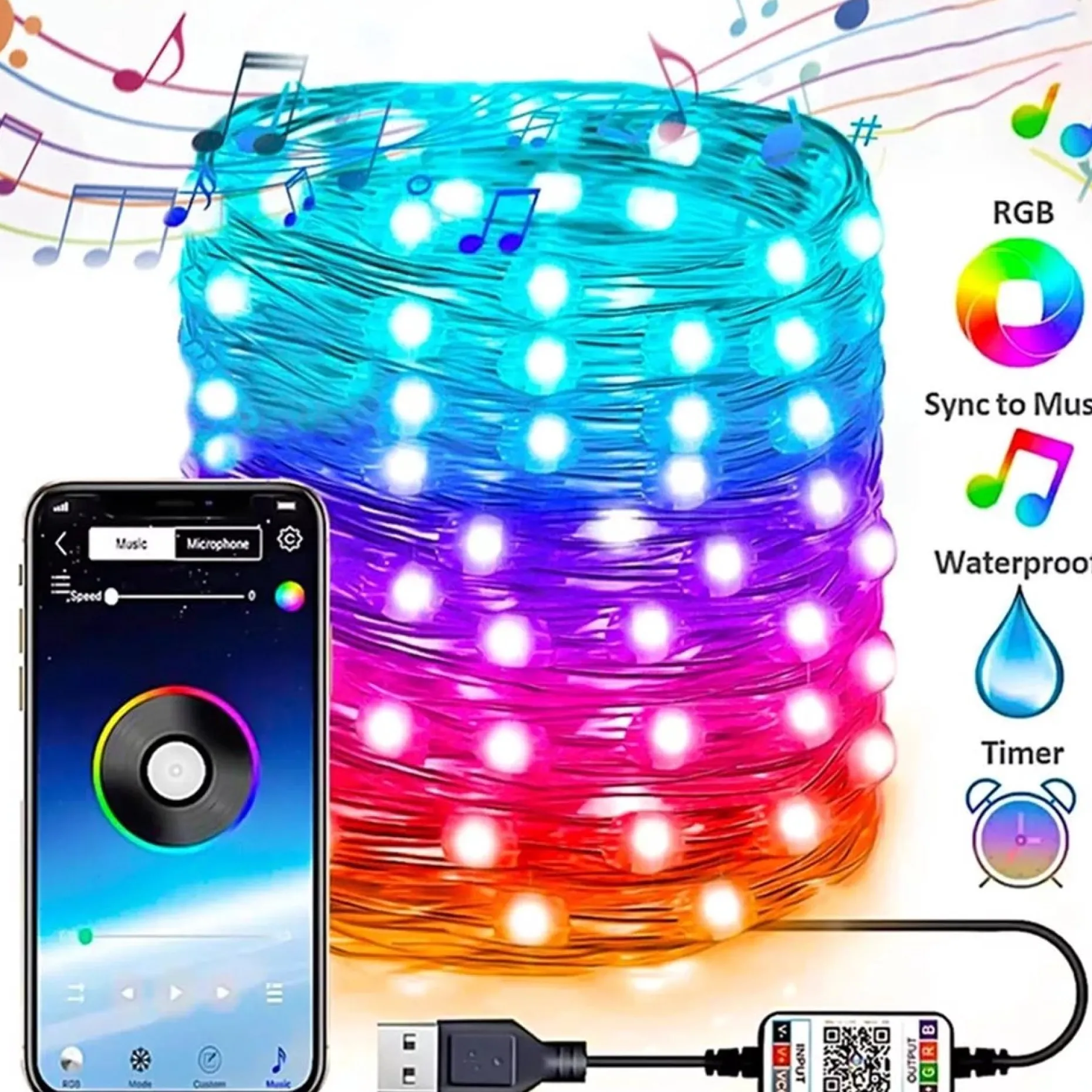 Merkloos Kerstboomverlichting^Kerstboomverlichting- Kerstverlichting - Led Verlichting - Smart Incl App + Usb - Kerstversiering - Kerstboom Licht