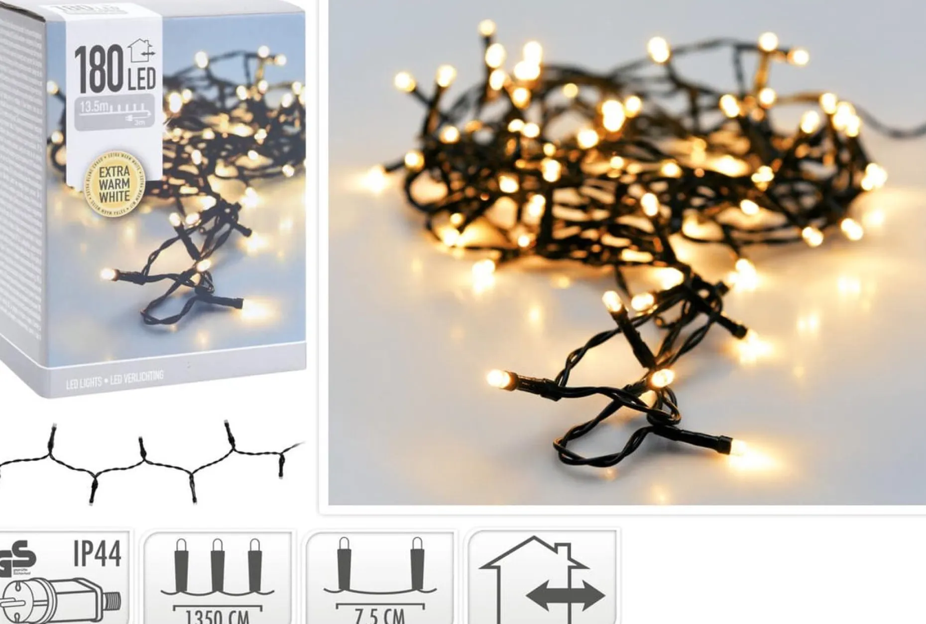 Merkloos Kerstboomverlichting^Kerstboomverlichting - 13,5 Meter - 180 Led's Binnen & Buiten