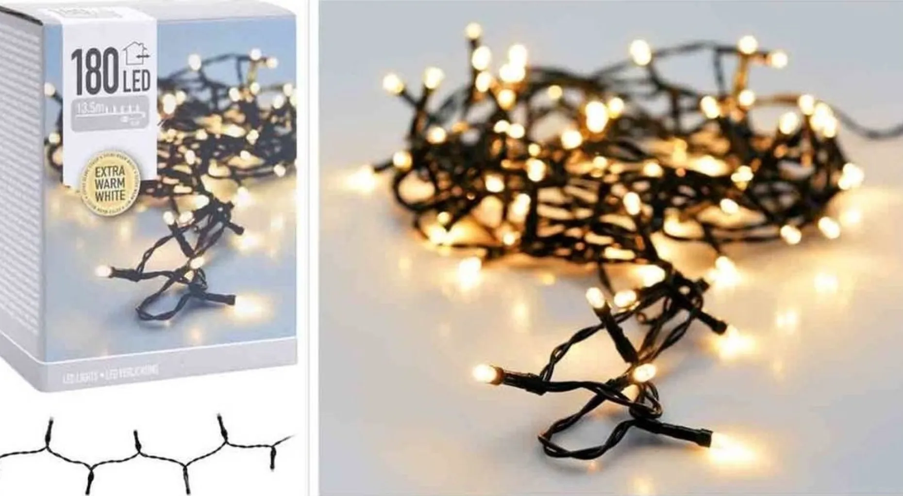 Merkloos Kerstboomverlichting^Kerstboomverlichting - 13,5 Meter - 180 Led's Binnen & Buiten