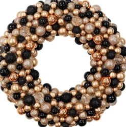 b-home-interieur.be Kerstdecoratie Krans - Decoratieve Krans Kerst - Kerstballen Krans - Zwart / Goud - O33X7Cm Clearance