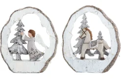 Gilde handwerk Kerst Engel En Paard In Boomstam Hout Kerstmis, Kerstdecoratie, Kerst, Winter, Kerstman Cheap