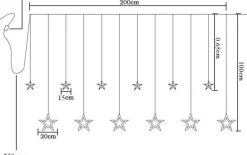 Merkloos Lichtgordijnen^Kerst Gordijn Ster 2 Meter - Blauw Blauw (460Nm)
