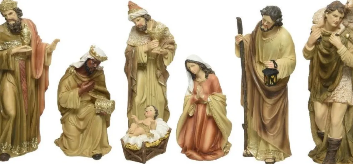 Decoris Kerstgroep Poly H30 Cm Ntrl/Goud 7St Discount