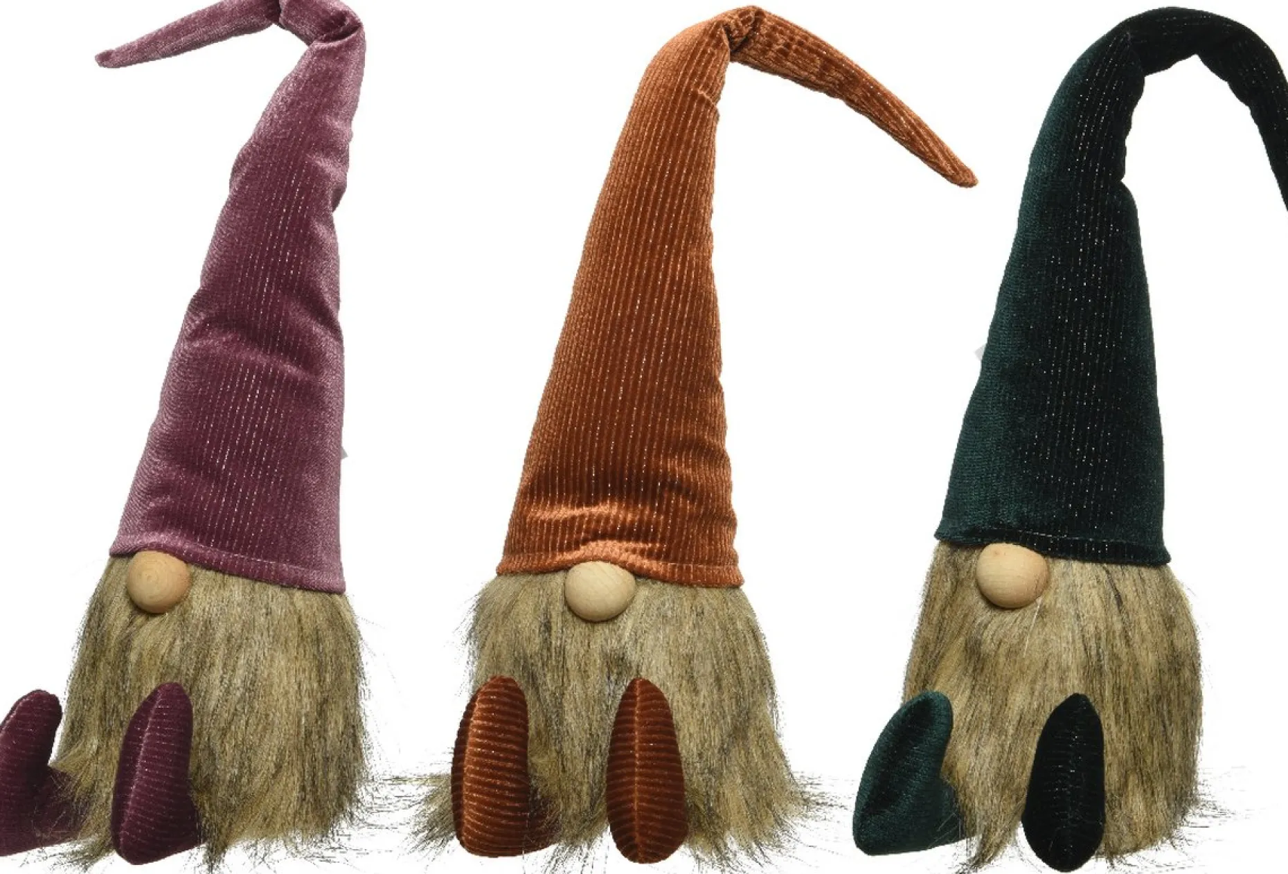 Lumineo Verlichte Kerstfiguren^Kerstkabouters Set Van 3 In Verschillende Kleuren Mutsen - 27Cm