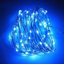 ABC-Led Lichtslangen^Kerst Koperdraad Led Verlichting - Blauw - 10 Meter - Op Batterijen