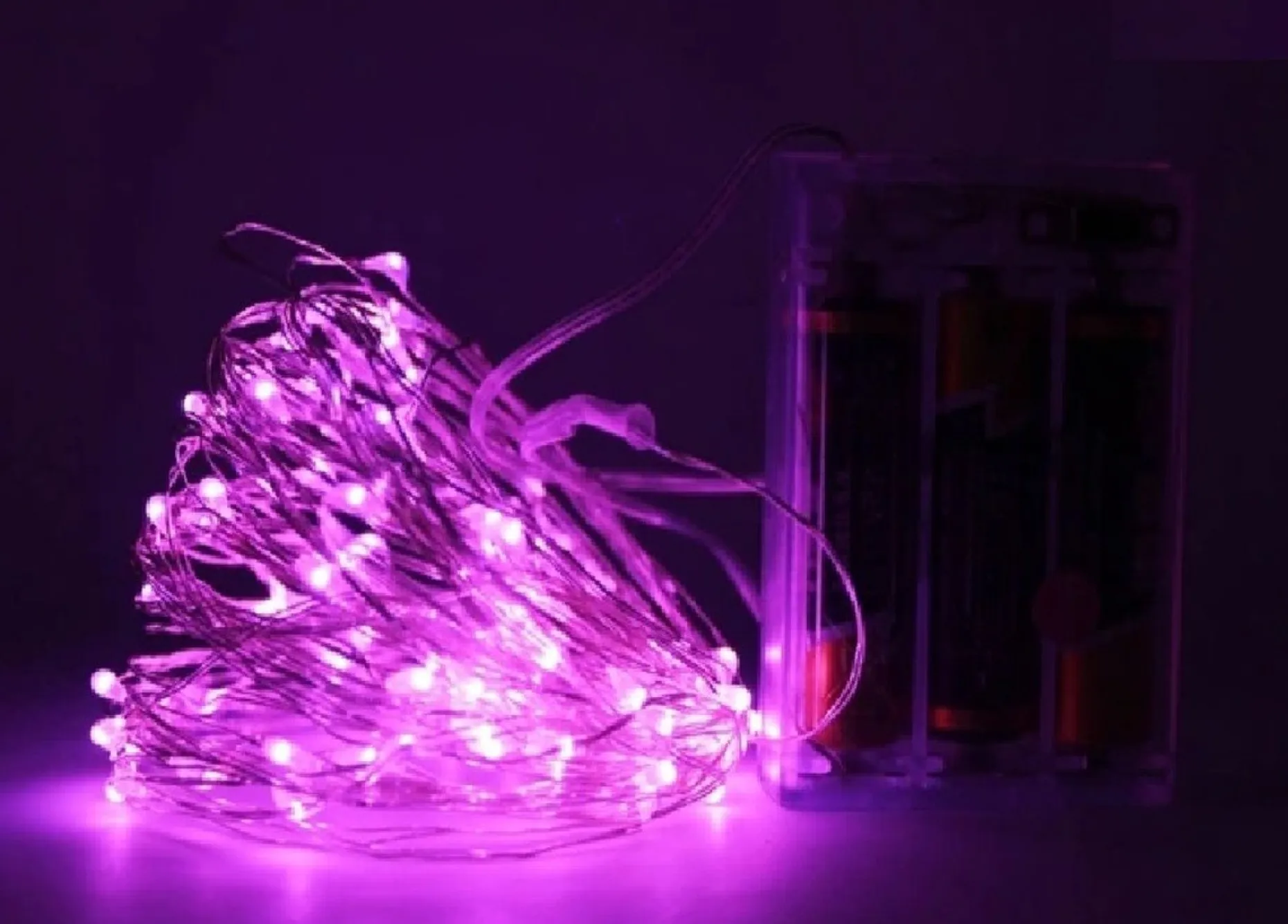 ABC-Led Lichtslangen^Kerst Koperdraad Led Verlichting - Roze - 5 Meter -Incl. Batterijen