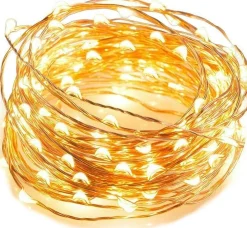 ABC-Led Lichtslangen^Kerst Koperdraad Led Verlichting - Warm Wit - 10 Meter - Incl. Batterijen Warm Wit 10 Meter