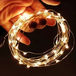 ABC-Led Lichtslangen^Kerst Koperdraad Led Verlichting - Warm Wit - 10 Meter - Incl. Batterijen Warm Wit 10 Meter