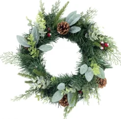Fééric Lights and Christmas® Kerstkrans - 40Cm - Groen - Inclusief Bloesem - 58 Takjes Discount