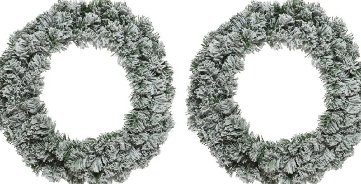 Decoris Kerstkrans/Dennenkrans Groen Met Sneeuw 35 Cm - Dennenkransen/Deurkransen Kerstversiering Store