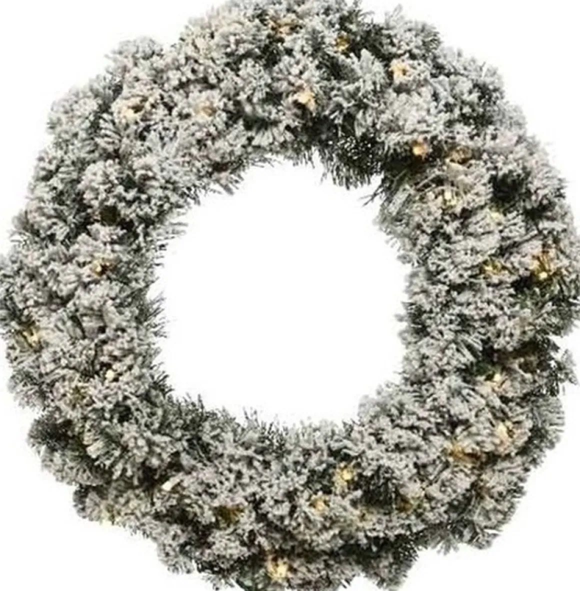 Decoris Kerstkrans/Dennenkrans - Groen - Verlichting En Kunstsneeuw - D50 Cm - Kerstkransen Outlet