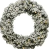 Decoris Kerstkrans/Dennenkrans Groen Met Sneeuw En Warm Witte Verlichting Met Timer 35 Cm - Verlichte Dennenkransen Sale