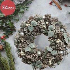 Decoris Kerstkrans/Dennenkrans Met Kerstballen En Decoratie 34 Cm - Dennenkransen/Deurkransen Kerstdecoratie Cheap