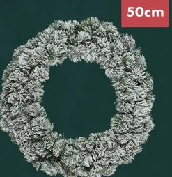 Everlands Kunstkerstbomen^Kerstkrans / Deurkrans 50Cm Met Sneeuweffect --Kerstdecoratie