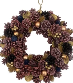 WDMT Kerstkrans - Gold Berry | O 40 Cm | Decoratieve En Goed Gevulde Kerstkans Gemaakt Van Natuurlijke Materialen | Samengesteld Met Rode En Gouden Details | Goud Clearance
