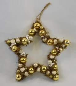 * Kerstkrans, Krans, Ster, Goud/Wit, 26 X 26 Cm Outlet