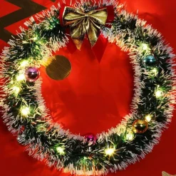 * Kerstkrans Led, Goud, 32 Cm, Kerstversiering, Deurkrans, Kerstdecoratie Best Sale