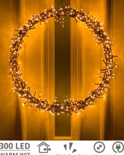 Generic Verlichte Kerstfiguren^Kerstkrans - 300 Led - O39 Cm - Warmwit - M - Kersthanger - Lichtkrans - Kerstdecoratie - Kerstversiering - Kerst
