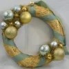 ZoeZo Design Kerstkrans, Lichtblauw/Goud, Stro/Kunststof, Hangend, O 30 Cm 39.60 Cm Outlet