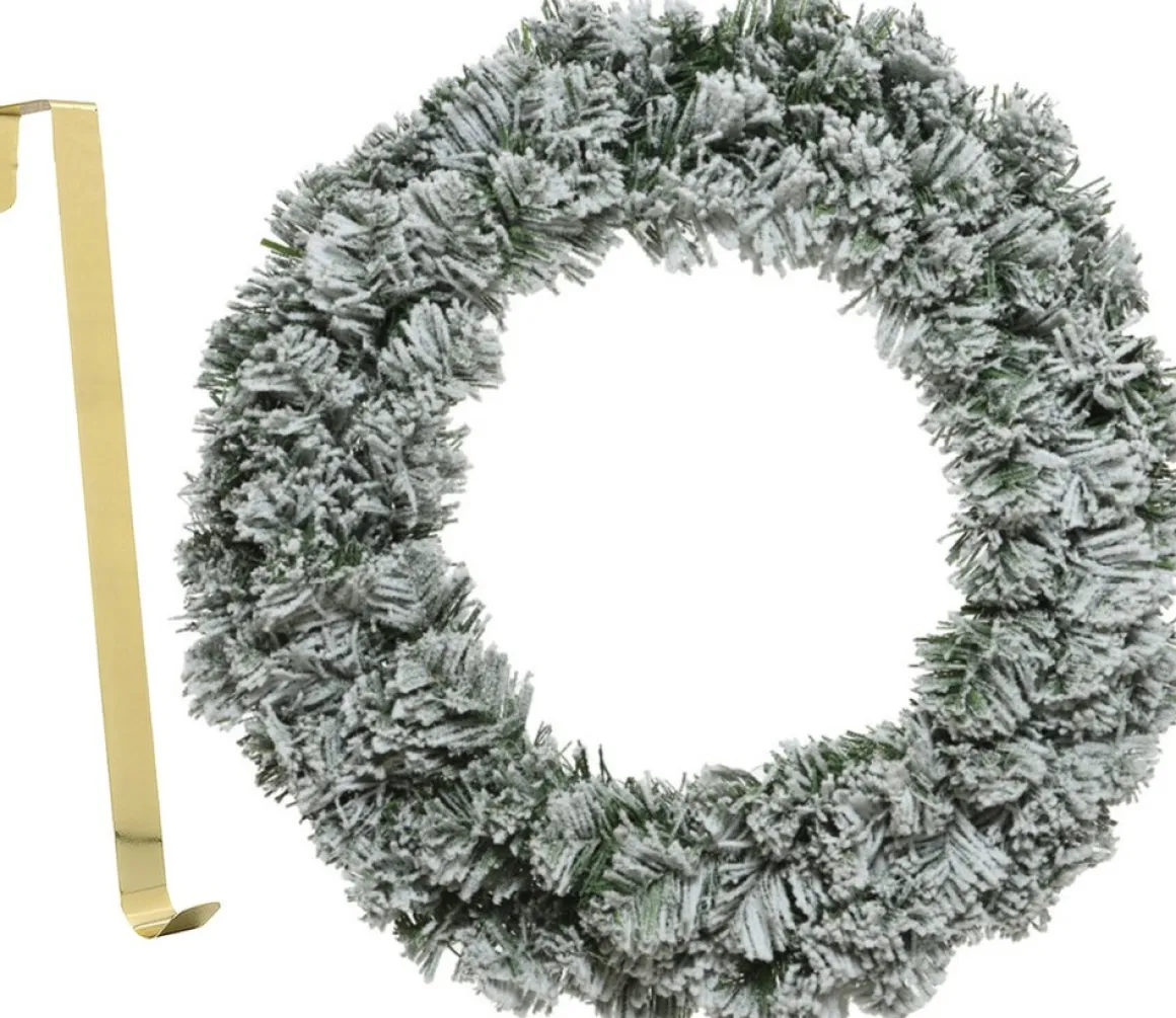 Decoris Kerstkrans - Met Sneeuw - 35 Cm- Kunststof - Incl. Deurhanger Cheap