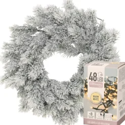Decoris Kerstkrans - Met Sneeuw - D35 Cm - Incl. Verlichting Warm Wit Fashion