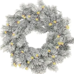 Decoris Kerstkrans - Met Sneeuw - D35 Cm - Incl. Verlichting Warm Wit Fashion