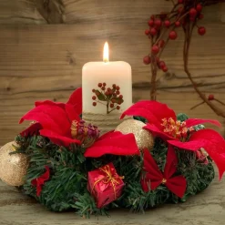 * Kerstkrans O22 - Bloem - Rood Online
