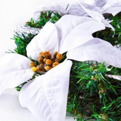 * Kerstkrans O22, Bloem, Wit Clearance