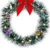 * Kerstkrans O32 Met Led Verlichting, Rood Kleurige Strik Clearance