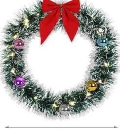 * Kerstkrans O32 Met Led Verlichting, Rood Kleurige Strik Clearance