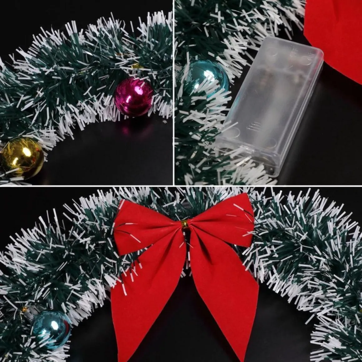 * Kerstkrans O32 Met Led Verlichting, Rood Kleurige Strik Clearance