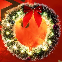 * Kerstkrans O32 Met Led Verlichting, Rood Kleurige Strik Clearance