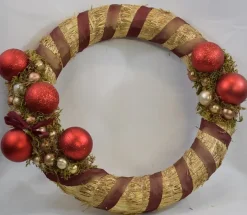 ZoeZo Design Kerstkrans - Rood - Stro - Kunststof - O 40 Cm 40.5 Cm Online
