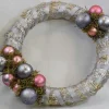 ZoeZo Design Kerstkrans - Roze - Zilver - Stro - Kunststof - O 40 Cm 41 Cm New