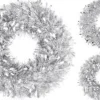 * Kerstkrans Van Lametta 50 Cm - Deurkrans Zilver - Kerstversiering Buiten - Kerstdecoratie Hot