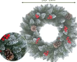 Viking Choice Kerstkrans Voordeur - 50 Cm - Met Dennenappels - En Sneeuw Outlet