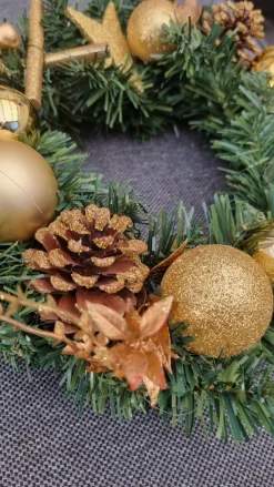 Villa Volance Kerstkrans - Wanddecoratie/Accessoires - Wanddecoratie - Dennenappel/Goud - O30Cm Cheap