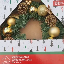 Villa Volance Kerstkrans - Wanddecoratie/Accessoires - Wanddecoratie - Dennenappel/Goud - O30Cm Cheap