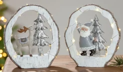 Gilde handwerk Kerstman En Rendier In Houten Boomrand Kerstdecoratie, Kerstmis, Kerst Hot