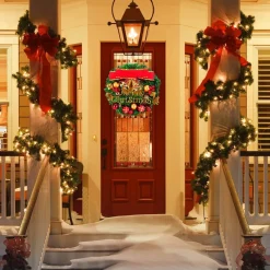 Selwo Kerstmis, 30Cm Kerstkrans Delicate Kerstdecoratiekrans, Kerstkrans Voor Deur Met Bal, Strik En Bellen, Kerstkrans Voordeur, Dennenkrans Voor Deurraamornament Discount