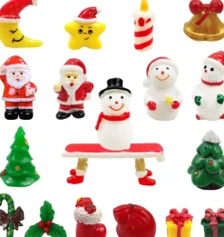 Merkloos Kerst Ornamenten – 18 Stuks - Kerst Micro Landschap - Mini Kerstman – Sneeuwpop – Beeldjes - Desktop Display - Kerst Accessoires - Poppenhuis Decoratie - Kerstdecoratie Sale