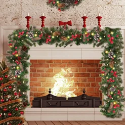 Selwo Kerstslinger Met 50 Warmwitte Leds, 2,7 M, Kunstzinnige Adventskrans, Kunstslinger, Kerstdecoratie, Verlichte Kransen, Voor Kerstmis, Trappen, Deur, Tuin, Open Haard Cheap