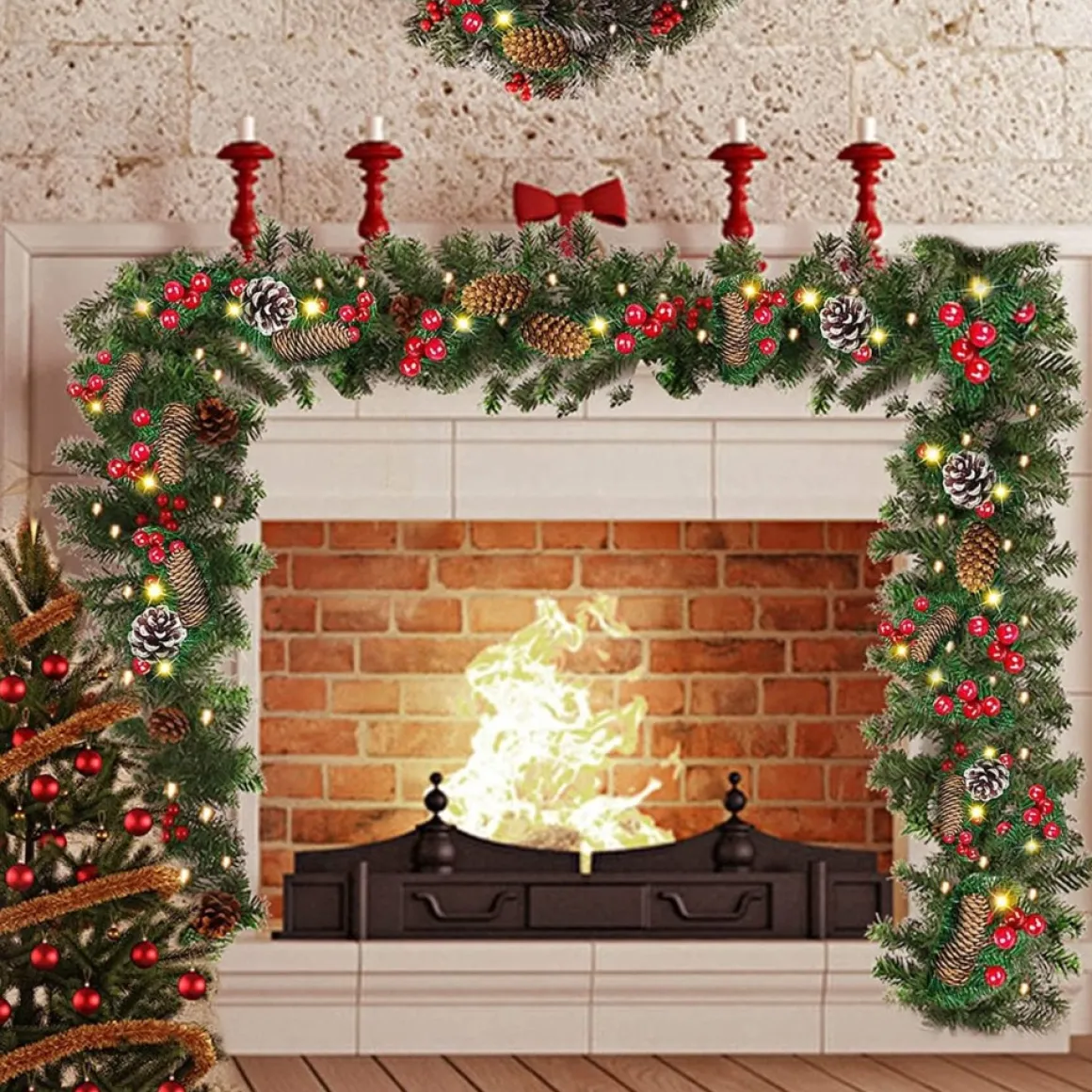 Selwo Kerstslinger Met 50 Warmwitte Leds, 2,7 M, Kunstzinnige Adventskrans, Kunstslinger, Kerstdecoratie, Verlichte Kransen, Voor Kerstmis, Trappen, Deur, Tuin, Open Haard Cheap