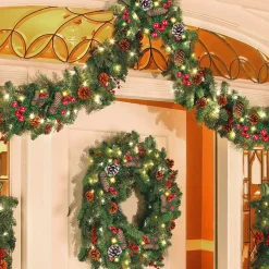 Selwo Kerstslinger Met 50 Warmwitte Leds, 2,7 M, Kunstzinnige Adventskrans, Kunstslinger, Kerstdecoratie, Verlichte Kransen, Voor Kerstmis, Trappen, Deur, Tuin, Open Haard Cheap