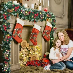 Selwo Kerstslinger Met 50 Warmwitte Leds, 2,7 M, Kunstzinnige Adventskrans, Kunstslinger, Kerstdecoratie, Verlichte Kransen, Voor Kerstmis, Trappen, Deur, Tuin, Open Haard Cheap