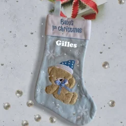 Iemandverrassen Kerstsok Baby's 1St Christmas Blauw Met (Eigen) Naam (Roze Helaas Uitverkocht) Online