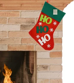 Merkloos Kerstsok Ho Ho Ho Rood/Groen - 45 Cm - Polyester - Kerstsokken Best
