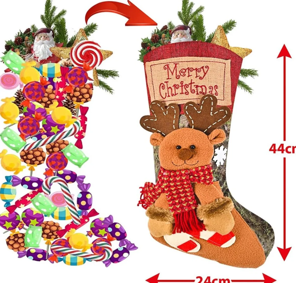 YUMI Kerstsokken/Kerst Decoratie/Thema Sneewman/44Cm New