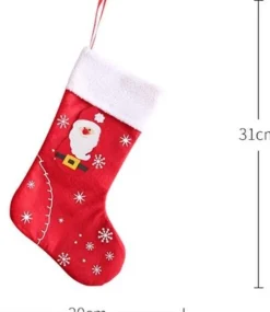 Merkloos Kerstsokken – Kerstsok – Sneeuwpop – Poly Rood – Kerstversiering - 31 X 20 Cm - Cadeau Online
