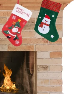 Merkloos Kerstsokken - Set Van 2X Stuks - H40 Cm En H45 Cm - Polyester Best